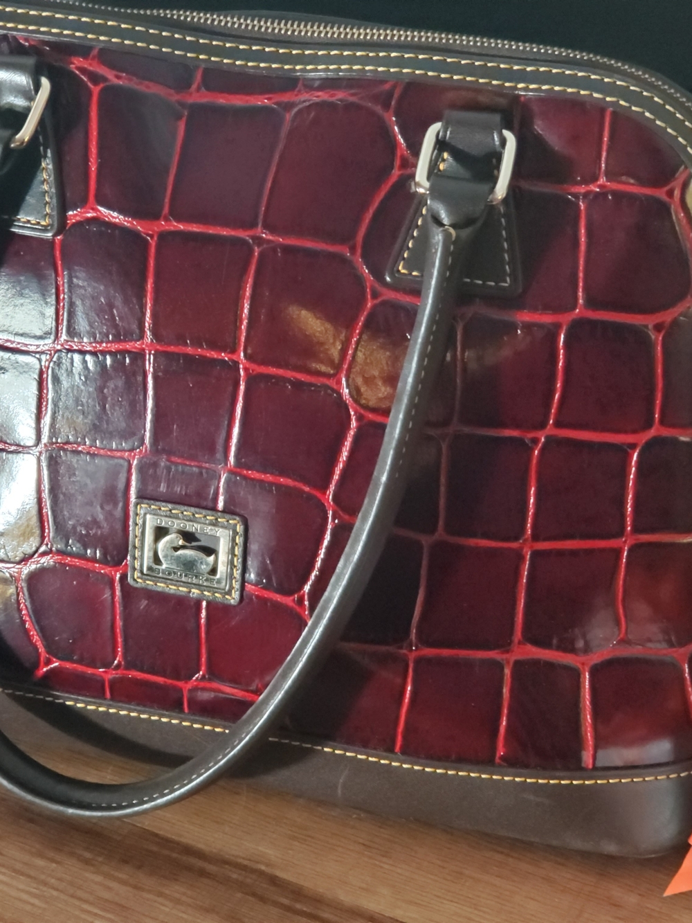 Dooney & Bourke Red Croc-Embossed Leather Satchel